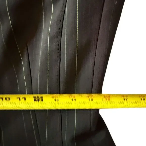 Anne Klein Black Pantsuit With Green & purple Pinstripes Size 6 - Picture 15 of 17